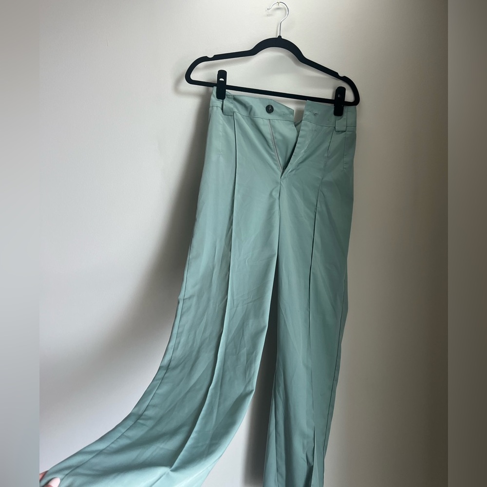 Green silk trouser pant